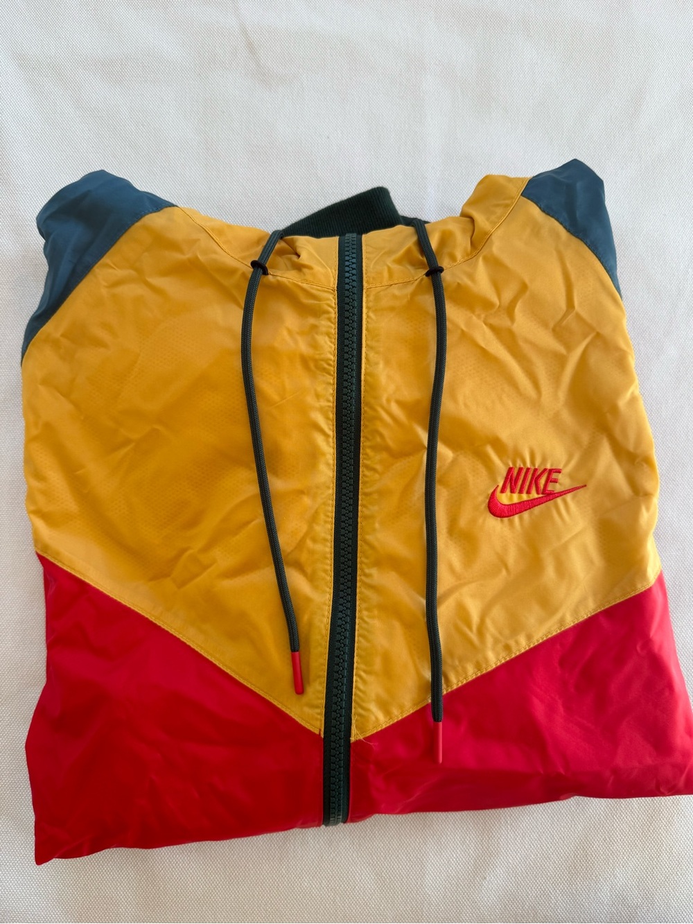 Nike Multicolor Colorblock Hooded Windbreaker Jacket - Yellow, Red, Navy, Green